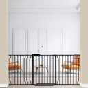 ALLAIBB Extra Wide Pressure Mount Baby Gate Auto Close Black Metal Child Dog Pet Safety Gates with Walk Through for Stairs,Doorways,Kitchen and Living Room (62.20-71.26"/158-181cm)