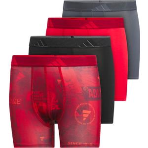 adidas Youth Microfiber Boxer Brief (Multipack) Athletic Underwear for Kids Boys (Small, Upscaled Mix Pure Ruby-bright Red/Black/Pure Ruby Red/Microfiber/Graphic)