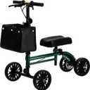 Knee Scooter with Disc Brake, Steerable Knee Walker for Adults,Foldable Rover Scooter for Broken Foot Injured Leg Crutch, Green