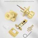 Goldenwarm Gold Door Knobs Interior, Privacy Bedroom Door Knob with Lock, Keyless Heavy Duty Stainless Steel Bathroom Door Handles, Brushed Gold Interior Locking Door Knobs 6 Pack for Home Office