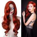 Women's Long Curly Red Cosplay Wig for Anime Costume Party Wig