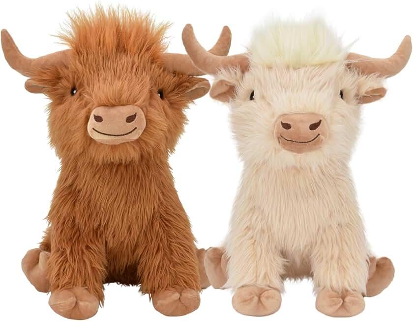 MULTIPETJumbo Highland Cow Size 8" (Assorted Colors) Dog Toy