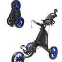 Caddytek CaddyLite EZ V8 Golf Push Cart - Lightweight 3 Wheel Foldable Cart with One-Click 2-Step Folding, EVA Wheels, Adjustable Handle, Cooler Basket, Umbrella & Drink Holder, Compact Golf Cart