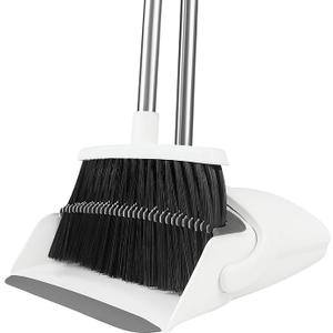 Broom and Dustpan Set, Broom with Dustpan Combo Set for Home Commercial Cleaning Supplies Angle Broom with Long Handle Perfect for Courtyard Garage Street (White) Broom and Dustpan Set, Broom with Dustpan Combo Set for Home Commercial Cleaning Supplies Angle Broom with Long Handle Perfect for Courtyard Garage Street (White)