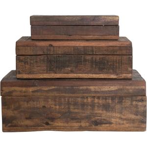 Reclaimed Vintage Wood Boxes, Set of 3 Sizes, Natural