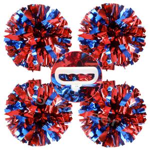 Lovecheer 4PCS Metallic Red and Blue Pom Poms Cheerleading