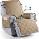 TAOCOCO Waterproof Recliner Chair Covers 30 Inch Wide, Oversized Recliner Covers for Recliner Chair with Pocket, Recliner Slipcovers with Straps Furniture Protector for Kids Pets (30'', Camel)
