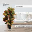 momoplant Artificial Croton Plant, 39inch Faux Fiddle Leaf fig Tree, Artificial Trees for Home Decor, Ficus Lyrata Tree with Plastic Pot, Silk Plants for Home Decor Indoor