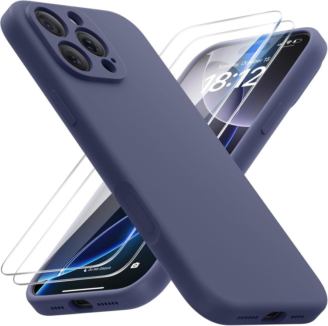 FlyReal Magnetic for iPhone 16 Pro Case, Compatible with MagSafe, (Integrated Silicone Camera Control Button) (Camera Protection) + Screen Protectors, Microfiber Lining Case 6.3", Navy Blue