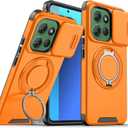 Motorola Moto G Stylus 5G 2025 Case with Slide Camera Cover and Rotating Kickstand Ring, Slim Magnetic Shockproof Accessories Phone Case for Moto G Stylus 5G 2025 (Orange)