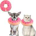 Supet Inflatable Dog Cone Collar for Small Dogs Puppies Cats, Soft Dog Cone Alternative After Surgery for Puppies Cats to Stop Licking (XS(Neck 4"-7"), Donut Pink)