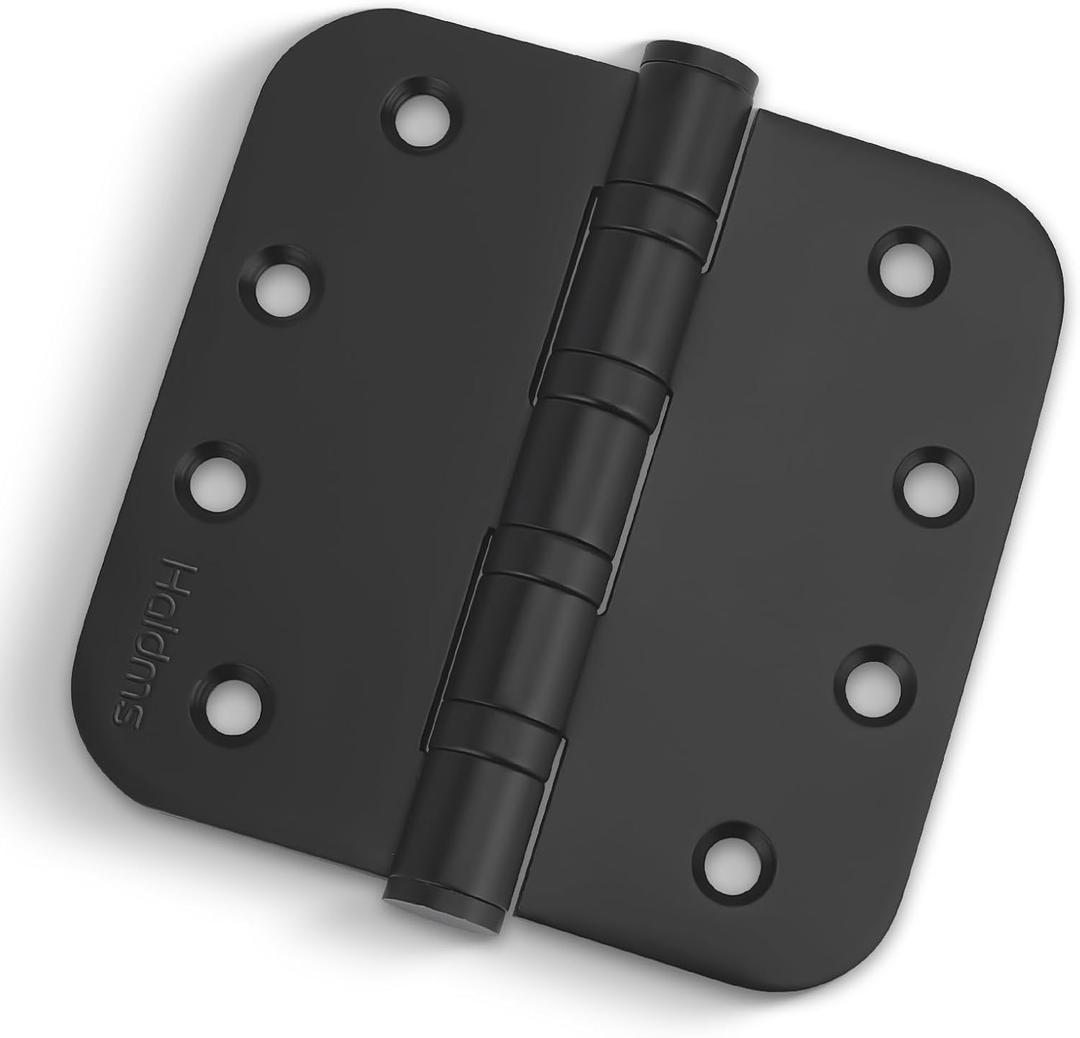 Haidms 304 Stainless Steel Black Ball Bearing Door Hinges for Exterior & Interior Doors 4in Stainless Steel Heavy-Duty Door Hinges Black 4inch, 5/8'' Radius Corners 3PACK