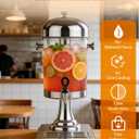 Beverage Dispenser with Stand,2 Gallon Drink Dispenser for Parties,Events,Buffet &Self-Serve,Dual Ice Tube Core Fruit Infuser,Leakproof Spigot,Clear PC Container,Stainless Steel Lid&Base