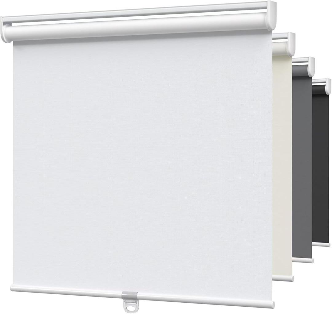 MYshade Blackout Cordless Roller Shades, Room Darkening Free-Stop Roll Up Blinds for Windows, Pull Down Blocking Blind for Home and Office, Easy to Install, 22" W X 72" H, White