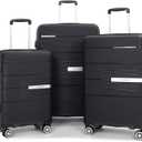 Tripcomp Luggage 3 Piece Sets Suitcase Set with Double Spinner Wheels, Lightweight Carry On Hardside Travel Luggage with TSA Lock, (20/24/28) (Black)