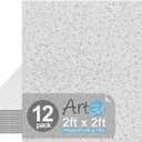 Art3d Pro Drop Ceiling Tiles 2ft x 2ft, 12-Pack Waterproof Polyester Ceiling Panels for Office Basement Kitchen Recording Room, Reusable,Covers 48 Sq.Ft, White Stucco Printing