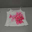 Multitrust Women Sleeveless Floral Crop Tank Tops Slim Fit Y2K Spaghetti Strap Going Out Tops Scoop Neck Vintage Grunge Cami Top (E White, S), Small