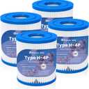 Future Way 4 Pack Type H Pool Filter Cartridge Replacement for Intex 330 GPH Filter Pump for Above Ground Pools, Replace Type H, 29007E