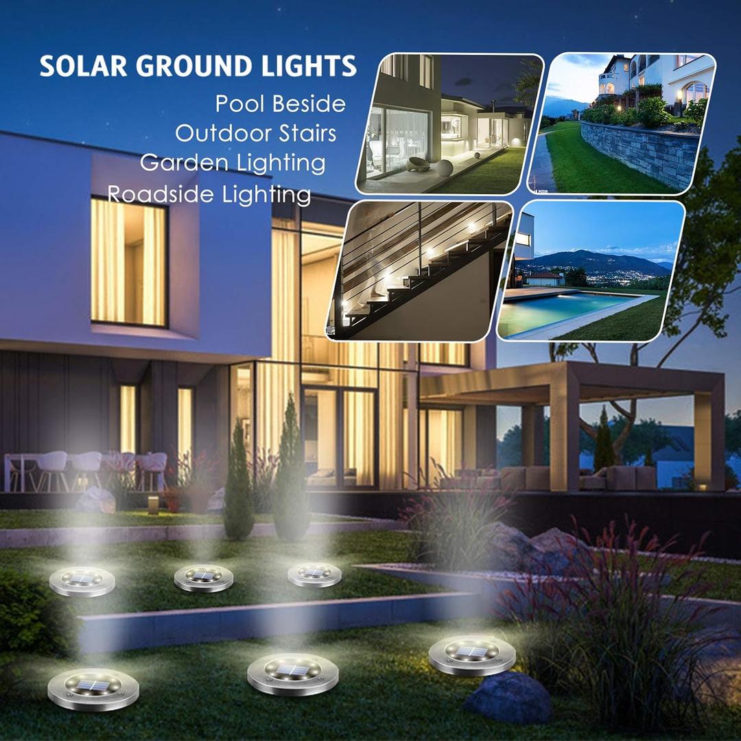 OULONGER Solar Ground Lights Only 9 Packs, Garden Solar Outdoor Waterproof Pathway Bright In-Ground Landscape Lights for Patio, Lawn, Yard, Driveway, Step and Walkway White Light