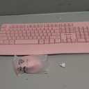 MEETION Wireless Keyboard and Mouse, Full-Sized Cordless Keyboard with Wrist Rest and 3 DPI Adjustable Mouse, Keyboard and Mouse Set with 2.4GHz USB Receiver, for PC/Computer/Laptop/Windows/Mac, Pink