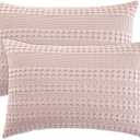 PHF 100% Cotton Waffle Pillow Shams Standard Size, 2 Pack 20" x 26" Soft Skin-Friendly Pillowcases, No Filling, Aesthetic Woven and Breathable Waffle Weave Pillow Case Covers for Bed, Pink