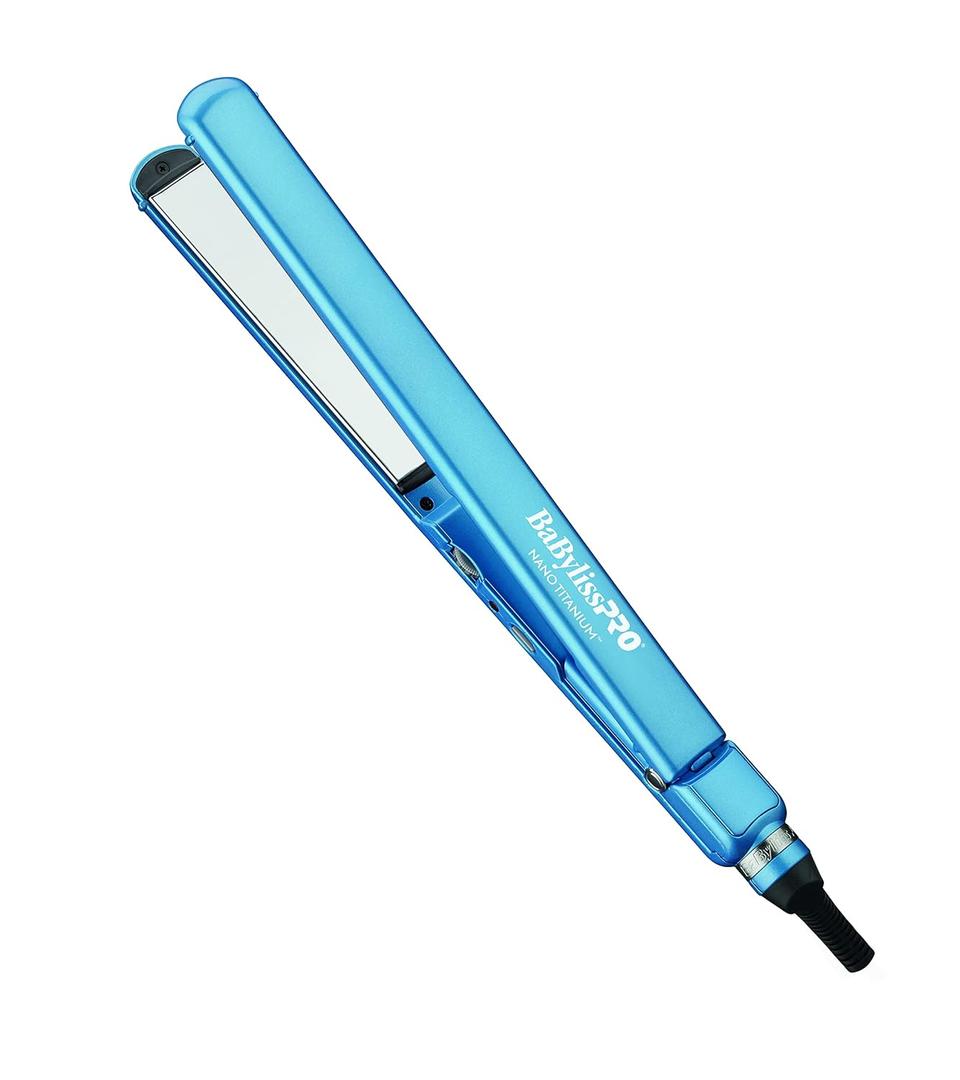 BabylissPRO Nano Titanium Ultra-Thin Hair Straightener, Professional Flat Iron For All Hair Types (1 inch, Blue)
