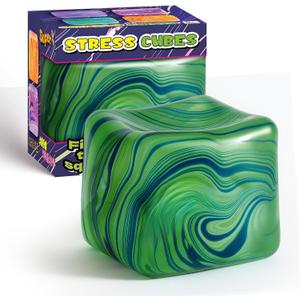 2 x Fidget Toys Squishy Stress Cube, Stress Balls for Adults Kids Squishies Anxiety Relief, Ice Cube Squishy Sensory Toys for Kids with Autism, Fidgets for Classroom Prizes Party Favors Toys (Green)