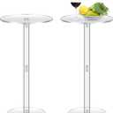 2 Pcs Acrylic Drink Side Tables 10 l x 10 W x 24.2 H Clear Living Room Round Coffee Cocktail Tables for Small Space End for Living Room Balcony Bedroom Easy Assembly