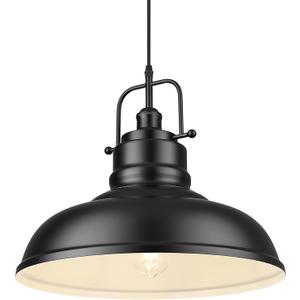 zeyu Modern Hanging Light Fixture, Kitchen Island Pendant Lights, 1-Light Adjustable Hanging Light, Matte Black Finish, 016-1M BK (Large, 1 Pack)