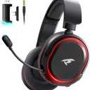 Picun G2 Wireless Gaming Headset, Over-Ear 7.1 Virtual Surround Sound, 2.4GHz/Bluetooth 5.4/Wired, 5ms Ultra-Low Latency, 100H Battery, ENC Noise-Canceling Mic, RGB, for PC PS5 PS4 Switch (BlackRed)