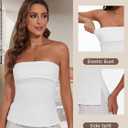 Strapless Tube Tops for Women Backless Going Out Bandeau Top Sexy Trendy Off Shoulder Side Split Summer Bustier Tops (White, M)