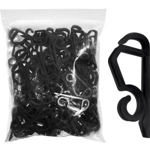 UNOONE Christmas Light Clips - Black Hooks for Outdoor String Lights- Gutter Clips for Hanging Outdoor Lights - Holiday Light Slips for Halloween Christmas - 100 Pack (Black)
