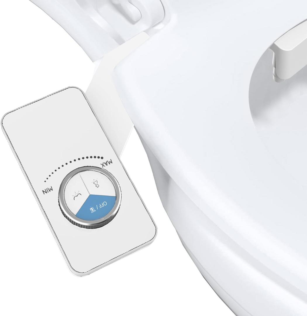 3.0 bidet Toilet Seat attachment, self-cleaning, dual nozzles, adjustable water pressure, stainless steel water inlet, angle control and easy to install, provides buttocks and private parts cleaning.