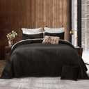 SHALALA Velvet Quilt King Size,Vertical Striped Bedding Set,Lightweight Velvet Comforter,Luxurious Cozy Bedspread and Coverlet with Soft Brushed Microfiber(Dark Brown,King)
