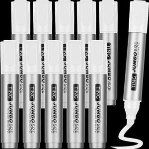 Fuutreo 9 Pack Jumbo Permanent Markers Bulk Large Chisel Tip Permanent Markers Quick Drying Big Huge Poster Pens for Adult Office, Logistics Company and More(White)