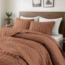 WDCOZY Burnt Orange Quilts Queen Size Bedding Sets with 2 Pillow Shams, Red Lightweight Soft Bedspread Coverlet, Quilted Blanket Thin Comforter Bed Cover for All Season, 3 Pieces, 90x90 inches