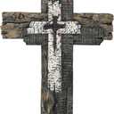 Taprion Modern Rustic Wall Cross Christian Cross Wall Decor - Brown Wood Tones Wall Art for Home Decor (13"L x 8"W)