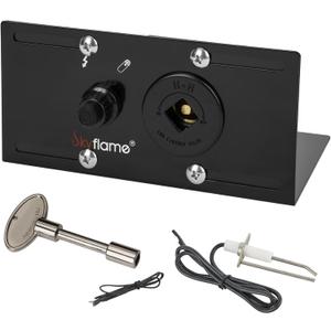 Skyflame Fire Pit Gas Burner Spark Ignition Kit - Including Push Button Igniter, 3/4 Straight Gas Key Valve with Key, Black (3/4 Inch)