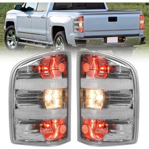 MAYELLO Chrome Tail Lights w/Bulbs Compatible with 2007-2013 Chevrolet Silverado 1500, 2007-2014 Chevy Silverado 2500 3500 Single Rear Wheel, Plug & Play Rear Lamps