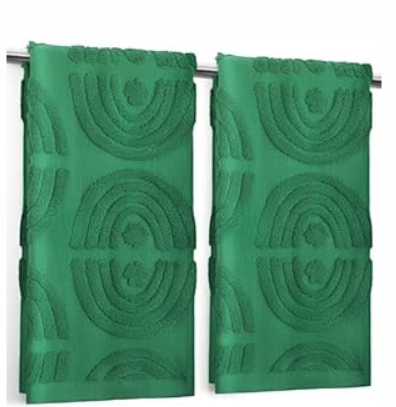 Tegeme 2 Pack Full Embossed Rainbows Hand Towels 100% Cotton Soft and Absorbent Kitchen Hand Towels Wedding Holiday Decor for Cooking Cleaning Drying Gym Bathroom Hotel Spa, 13.7'' x 29.5'' 