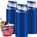 Gejoy 9 oz Rimmed Swirl Plastic Cups Disposable Wine Drinking Cups Clear Elegant Halloween Tumblers for Christmas Party Supplies(Blue,100 Pcs)