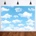 Yongqian 7x5ft Blue Sky White Cloud Photography Backdrop World Travel Aviator Children Birthday Party Decor Wedding Newborn Baby Shower Photo Studio Props
