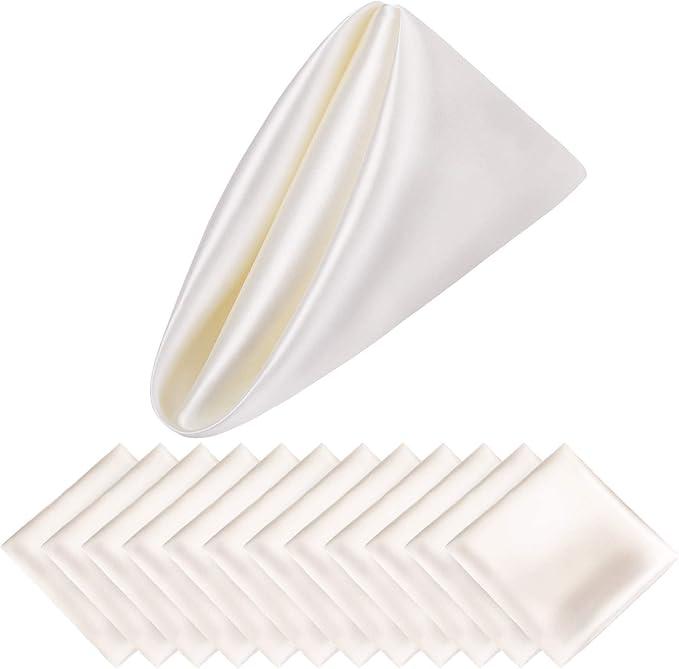 Aneco 12 Pieces Satin Napkin Square 20 x 20 Inches Dinner Napkins Weddings Party Napkin Soft Table Napkins for Romantic Weddings Party Dinner Decoration 