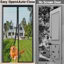 HOFUDON Upgraded Magnetic Screen Door Mesh, Full Strip Magnets, Heavy Duty Fiberglass Mesh, Single Door Size 33 x 80 Inch, Screen Door Size 35.4 x 82.7 Inch Black