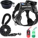 Cymiler Service Dog Vest,No-Pull Dog Harness and Leash Set,Adjustable Oxford Reflective Service Dog Vest Harness with Handle for Outdoor Walking Training,Easy Control for Small Medium Large Dogs (Black), XS