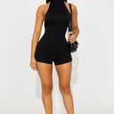 THLAI Sexy Jumpsuit for Women Romper Sleeveless Backless Halter Bodycon Shorts Jumpsuit One Piece Clubwear Night Party Outfit, Small