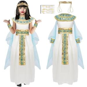 Cleopatra Costume for Kids Egyptian Costume Girls Dress Accessories Egypt Queen Outfits for Halloween Cosplay, Large