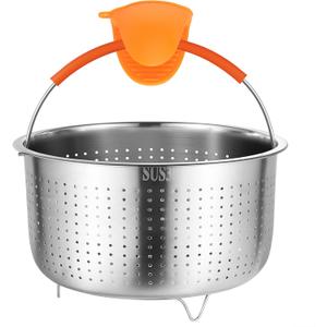GREATLINK Mesh Strainer and Vegetable Steamer Basket for Instant Pot Accessories 8Qt, Stainless Steel Veggie Strainers and Colanders for Cooking Broccoli, Eggs, Pasta, Quinoa (8 Qt - Steamer Basket)