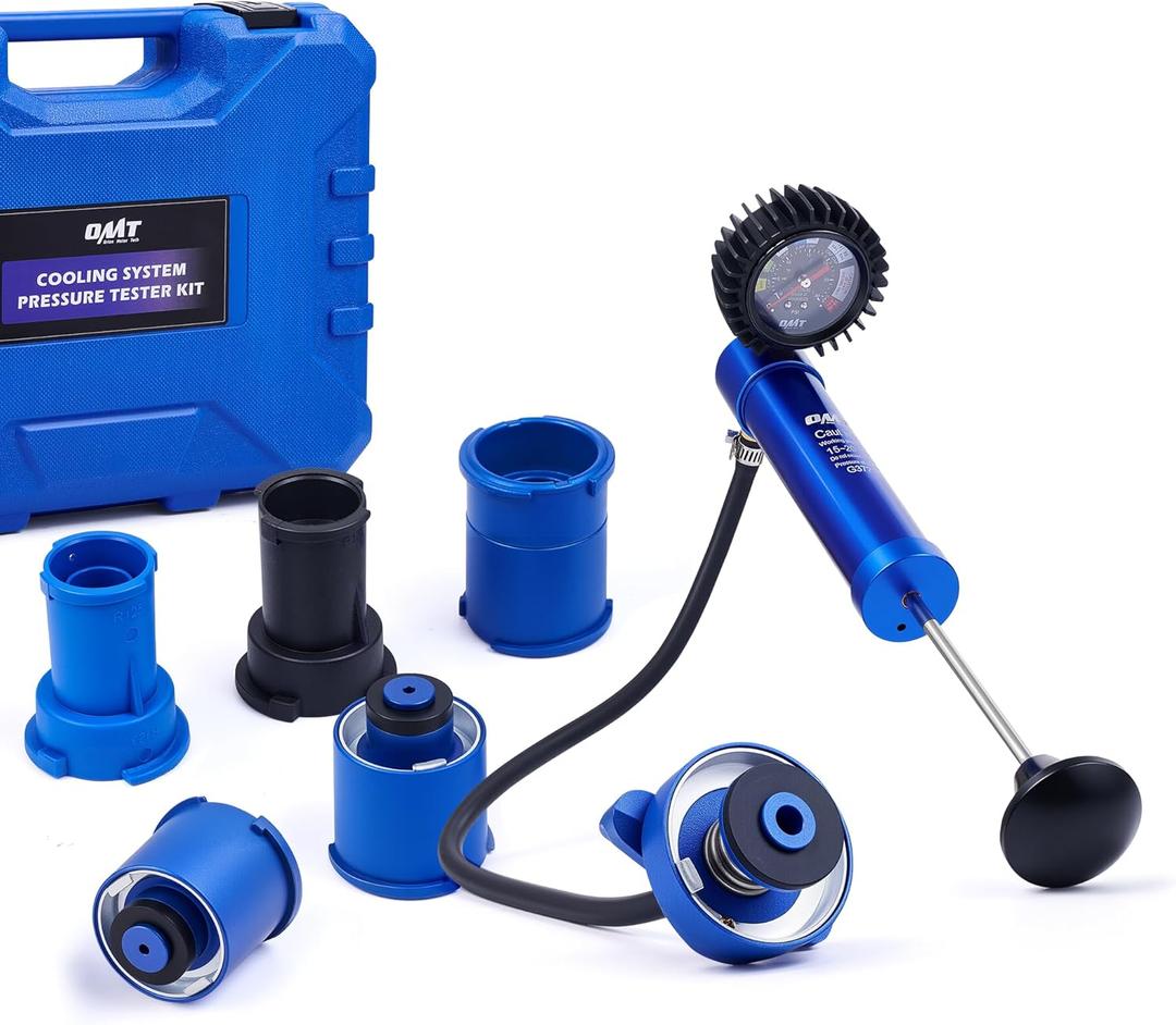 Orion Motor Tech Coolant Pressure Tester Kit, 7pc Radiator Pressure Tester Kit with Aluminum Alloy Pump Die-Cast Aluminum 0.4" & 0.6" Radiator Adapters, Coolant Vacuum Fill Tool with 0-30 psi Gauge