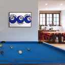 Blue 8 Ball Poster, Lucky Me Lucky You Lucky Us Quote Canvas Wall Art, Playful Billiards Balls Picture Print, Retro 8ball Pool Painting for Bar Cart Game Room Man Caves Wall 12x16in Unframed